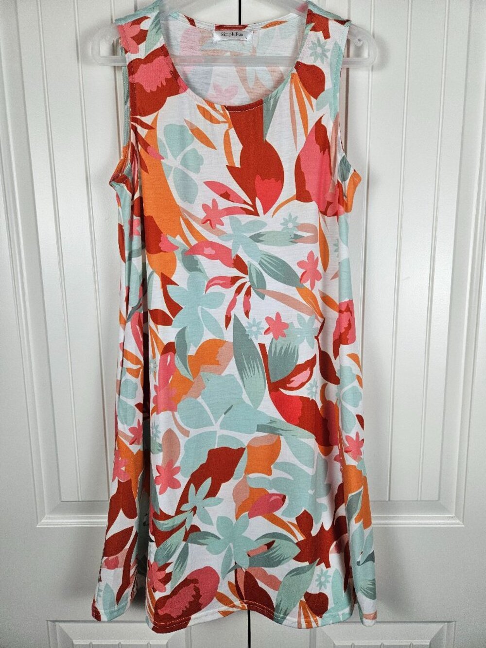 Floral Print Sleeveless Summer Dress Women's Size S Small A-Line Swing